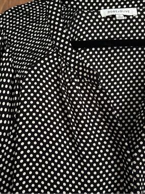 Rose & Olive Black and White Polka Dot Top